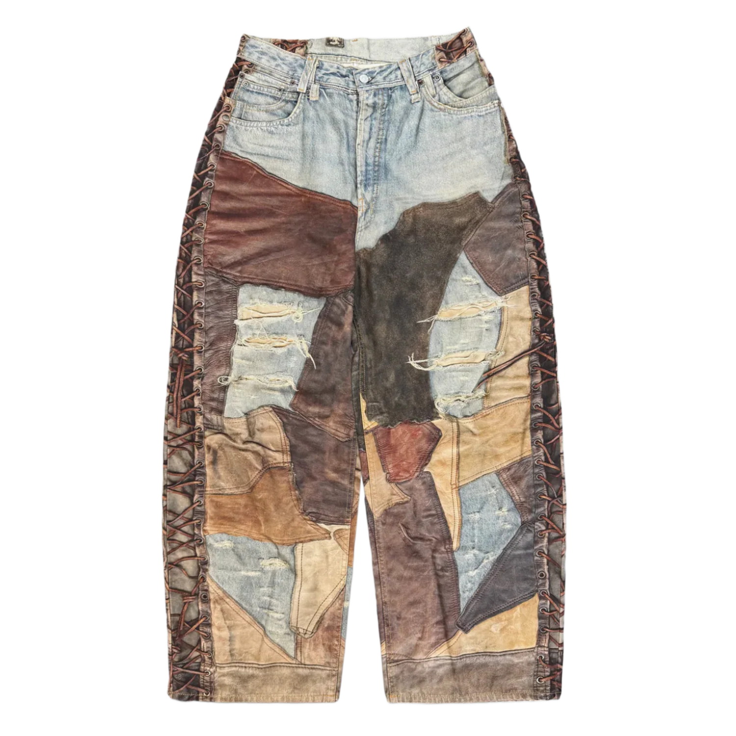 Acne Studios 'Leather Patchwork' Denim Jeans
