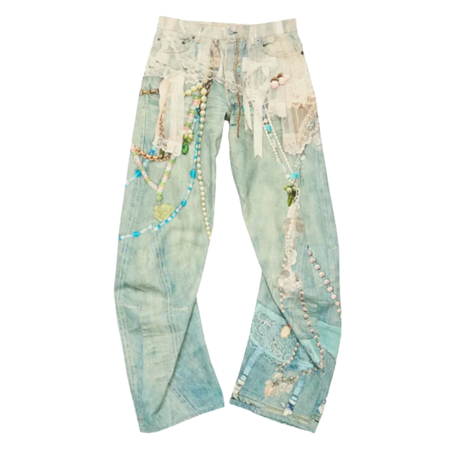Acne Studios 'White/Green' 2006 Relaxed Fit Jeans