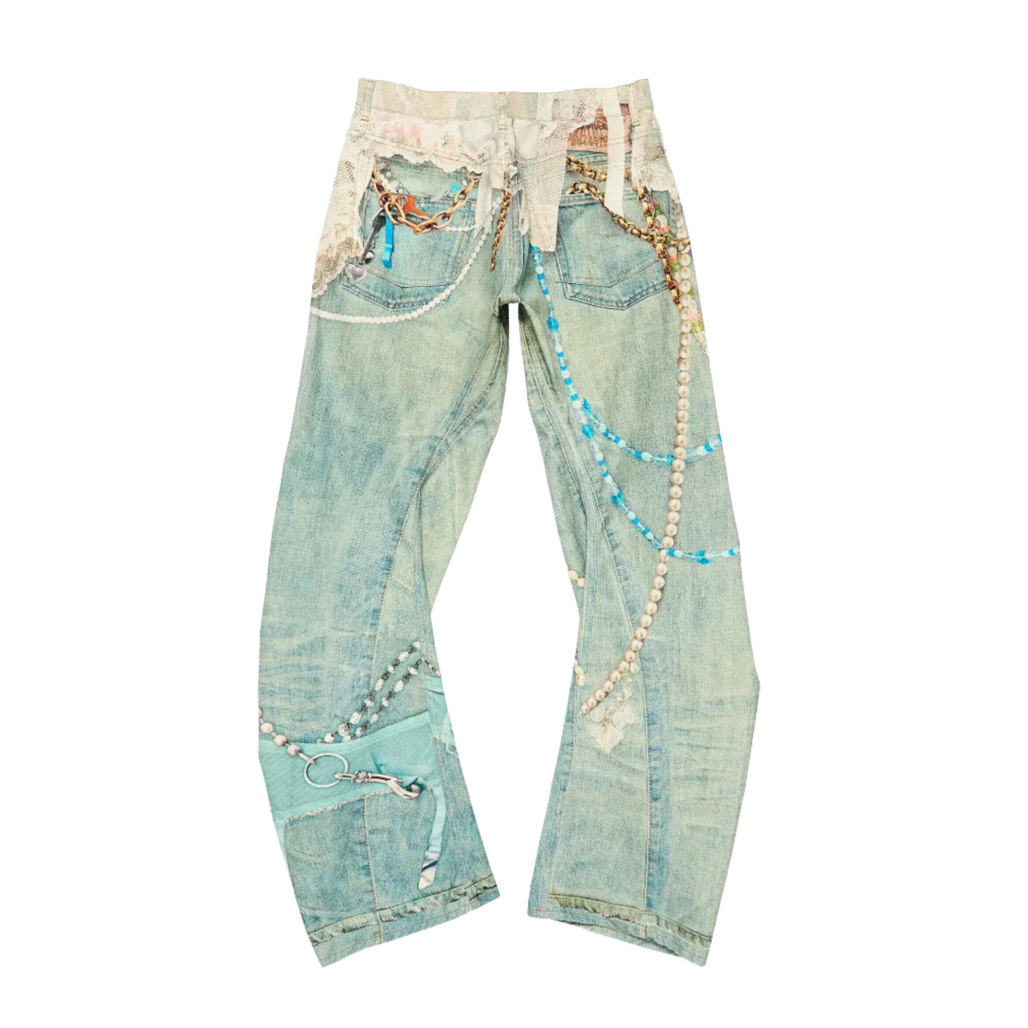 Acne Studios 'White/Green' 2006 Relaxed Fit Jeans - Image 2