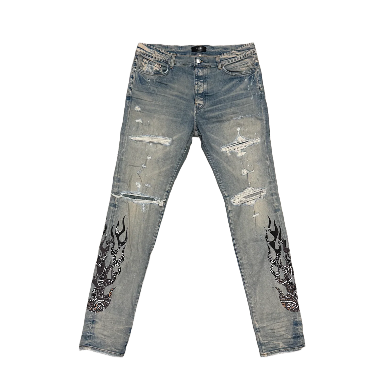 Amiri 'Clay Indigo/Black Bandana Flame' Jeans