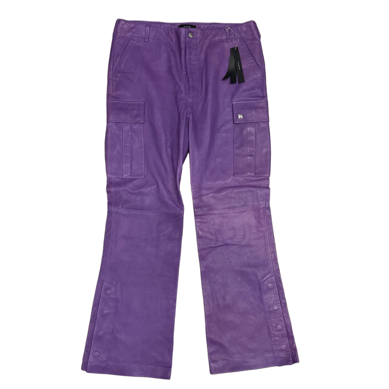 Amiri 'Purple Leather' Flare Cargo Pants