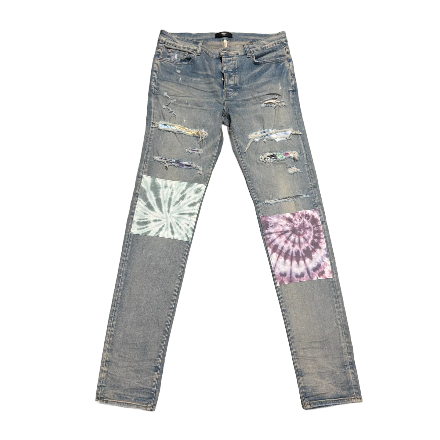 Amiri 'Tie Dye Patch' Distressed Jeans