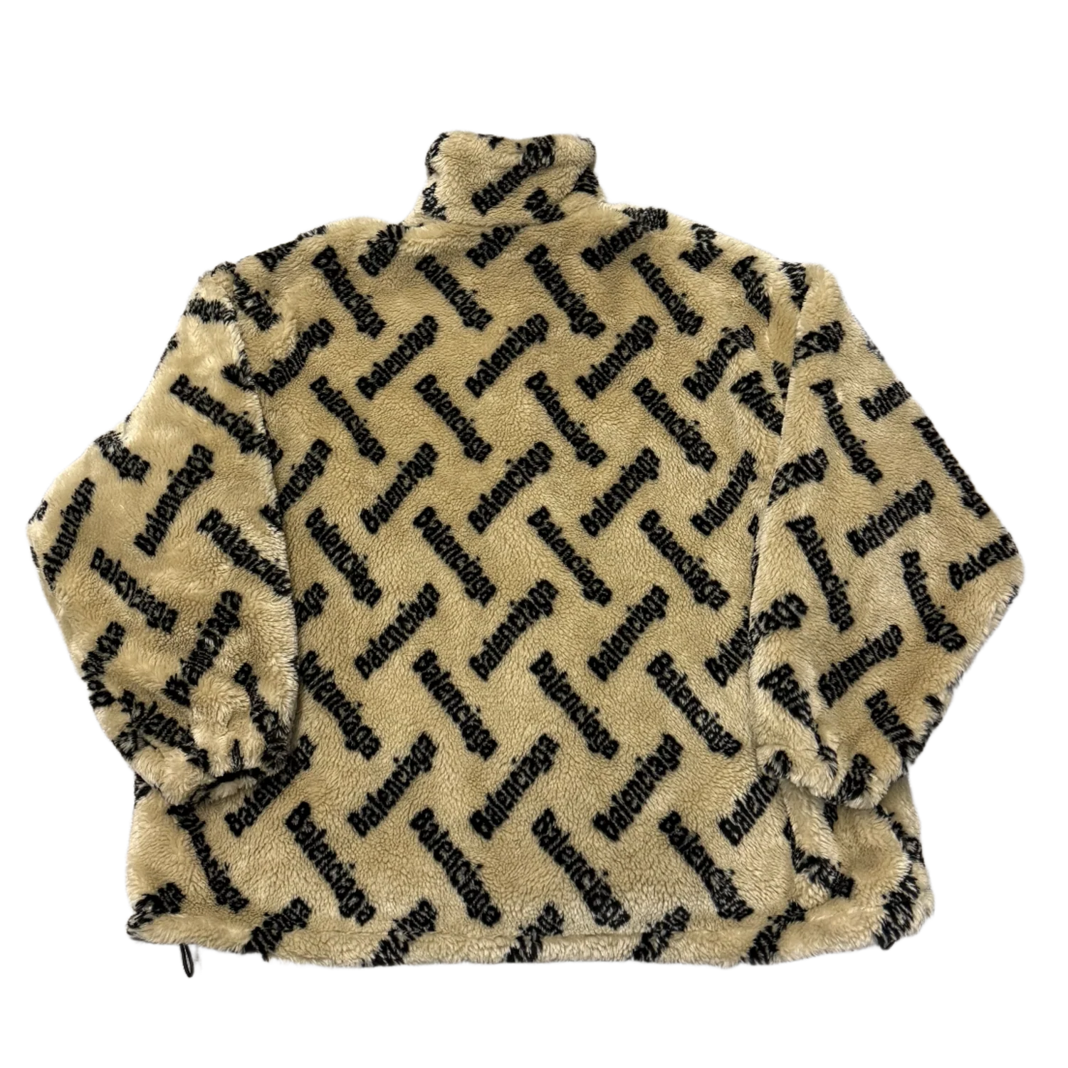 Balenciaga 'Logo Pattern' Sherpa Tan Fleece Zip Up Jacket - Image 2