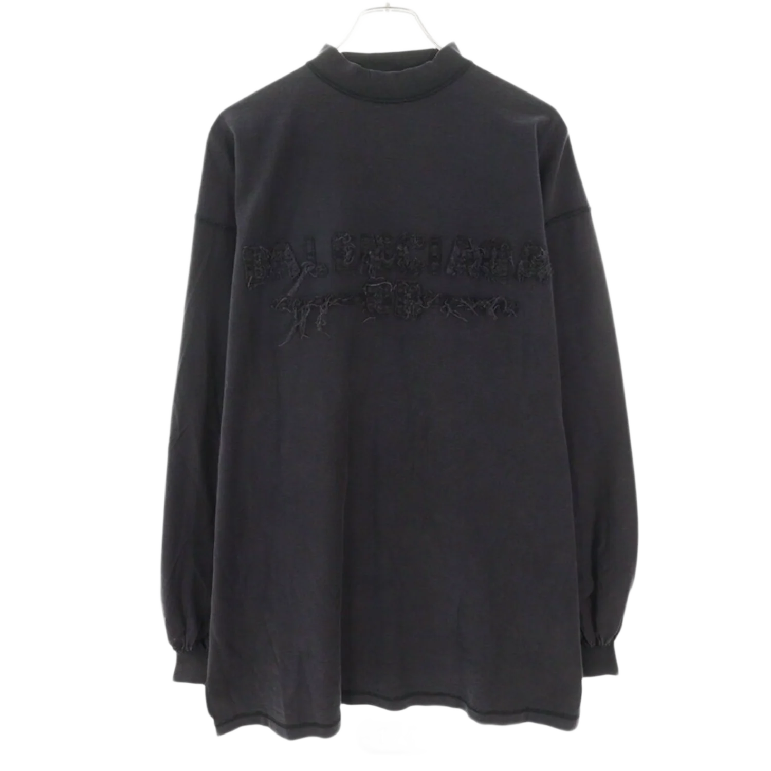 Balenciaga Oversized 'DIstressed Logo' Washed Black Longsleeve