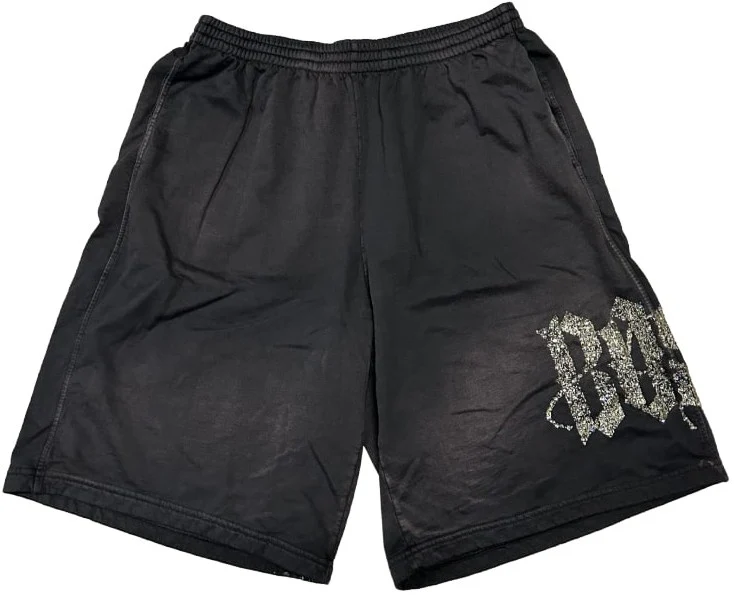 Bossi 'Grey Flames' Rhinestone Sweatshorts