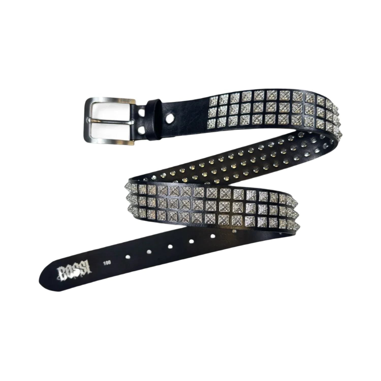 Bossi 'Silver on Black' Studded Belt