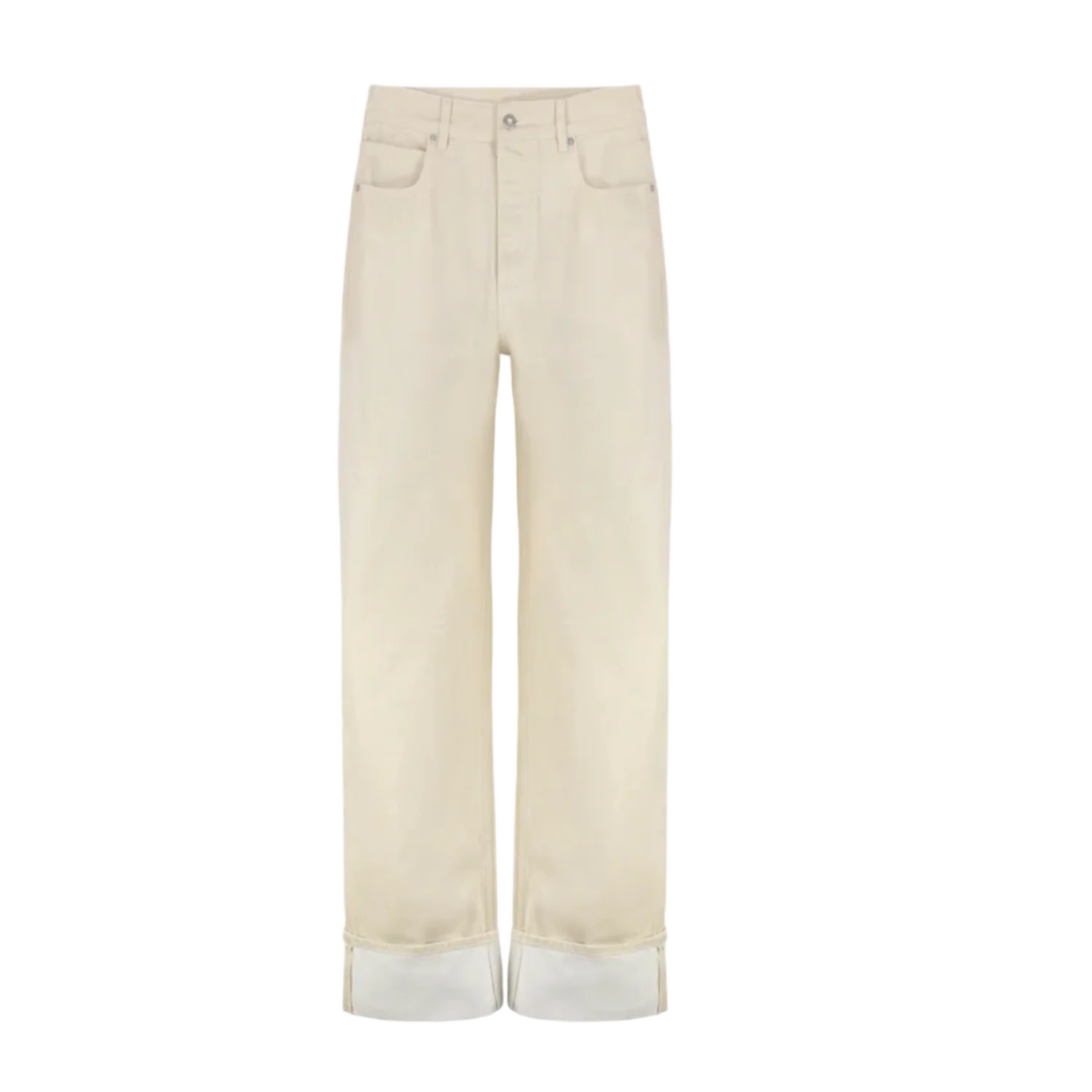 Bottega Veneta 'Cream' Turned Up Straight Leg Jeans