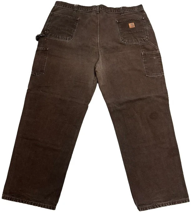 Carhartt 'Distressed Brown' Paint Splattered Double Knee VIntage Work Pants - Image 2
