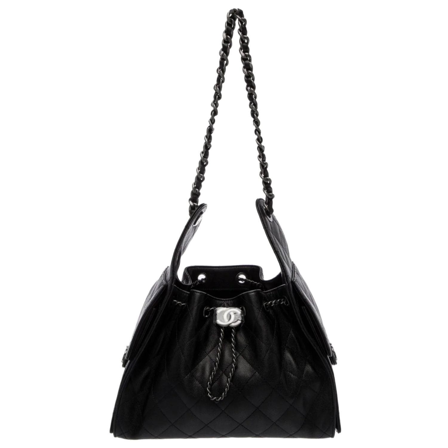 Chanel 'Black' Caviar Quilted Leather Small 25 Hobo Bag