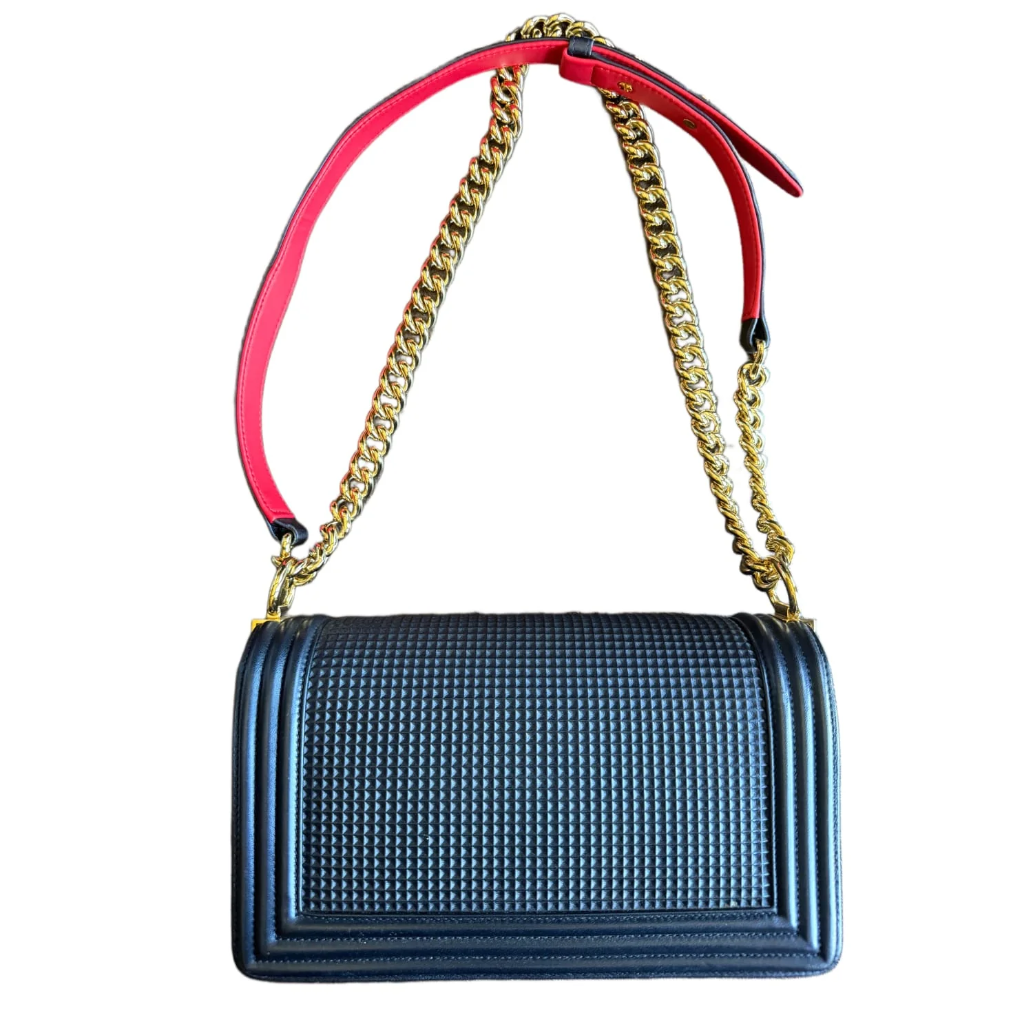 Chanel Boy Flap Bag 'Metallic Navy' Cube Embossed Lambskin - Image 2