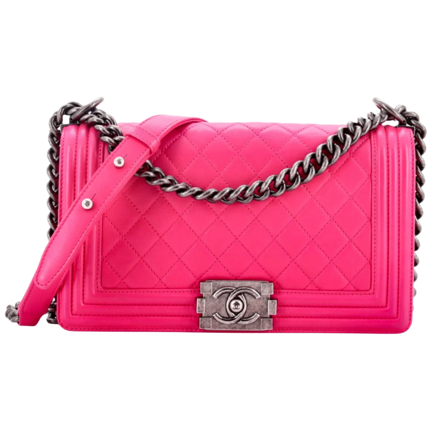 Chanel 'Boy Flap' Quilted Lambskin Pink Medium Bag