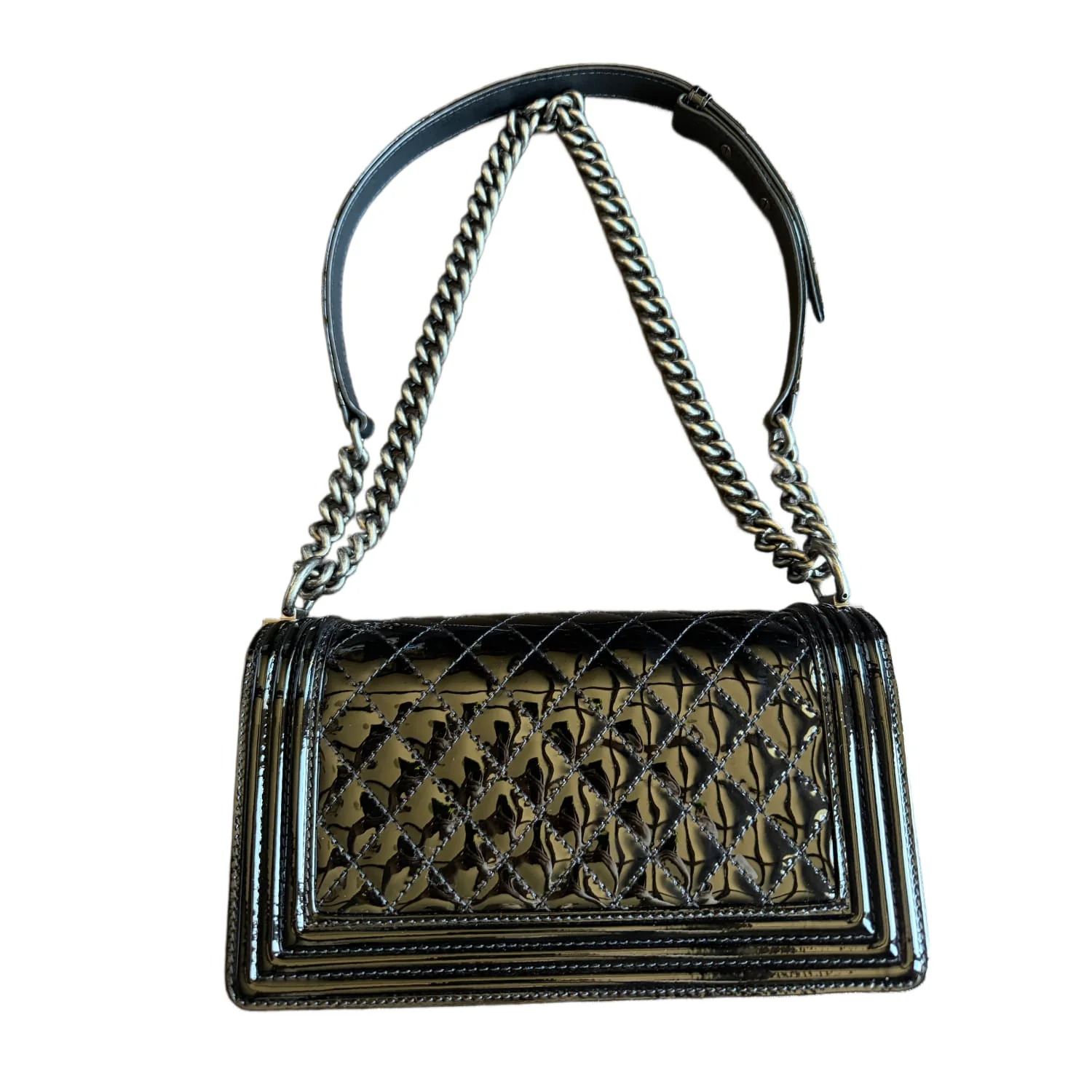 Chanel Patent Black Medium Boy Flap Bag - Image 2