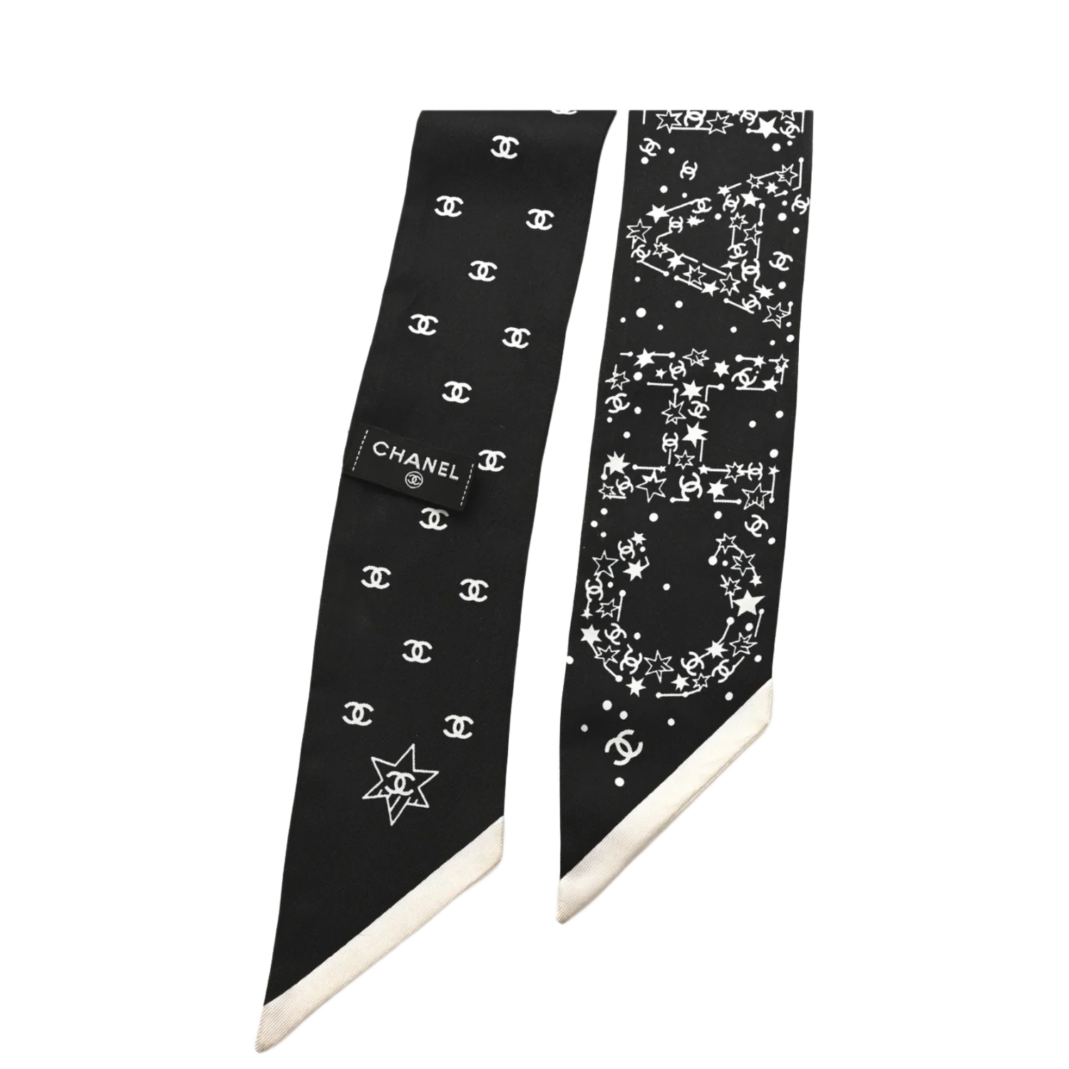 Chanel Silk 'CHANEL' Constellation Logo Slim Bandeau Scarf - Image 2