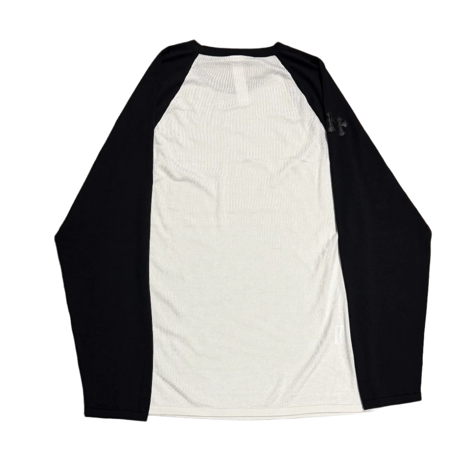 Chrome Hearts '3 Cross' White/Black Silk Longsleeve Tee - Image 2