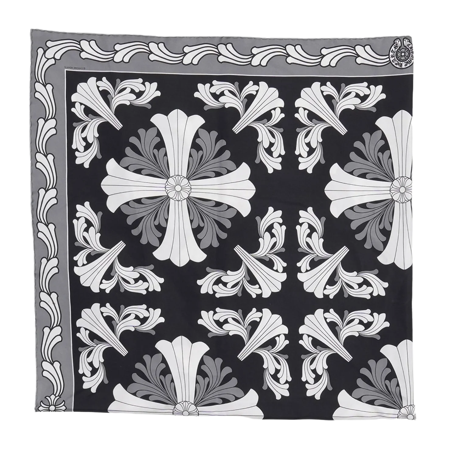 Chrome Hearts 'Black and Grey' Floral Scarf