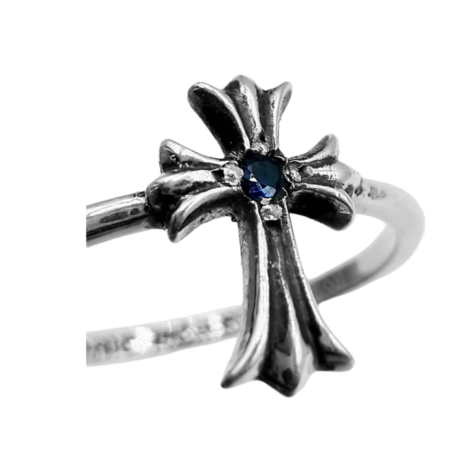 Chrome Hearts 'Bubble Gum Blue Sapphire' Cross Ring - Image 2
