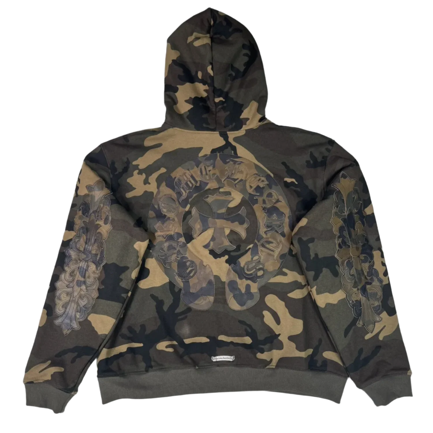 Chrome Hearts 'Camo Leather Horseshoe Patch' Thermal Zip Up Hoodie - Image 2