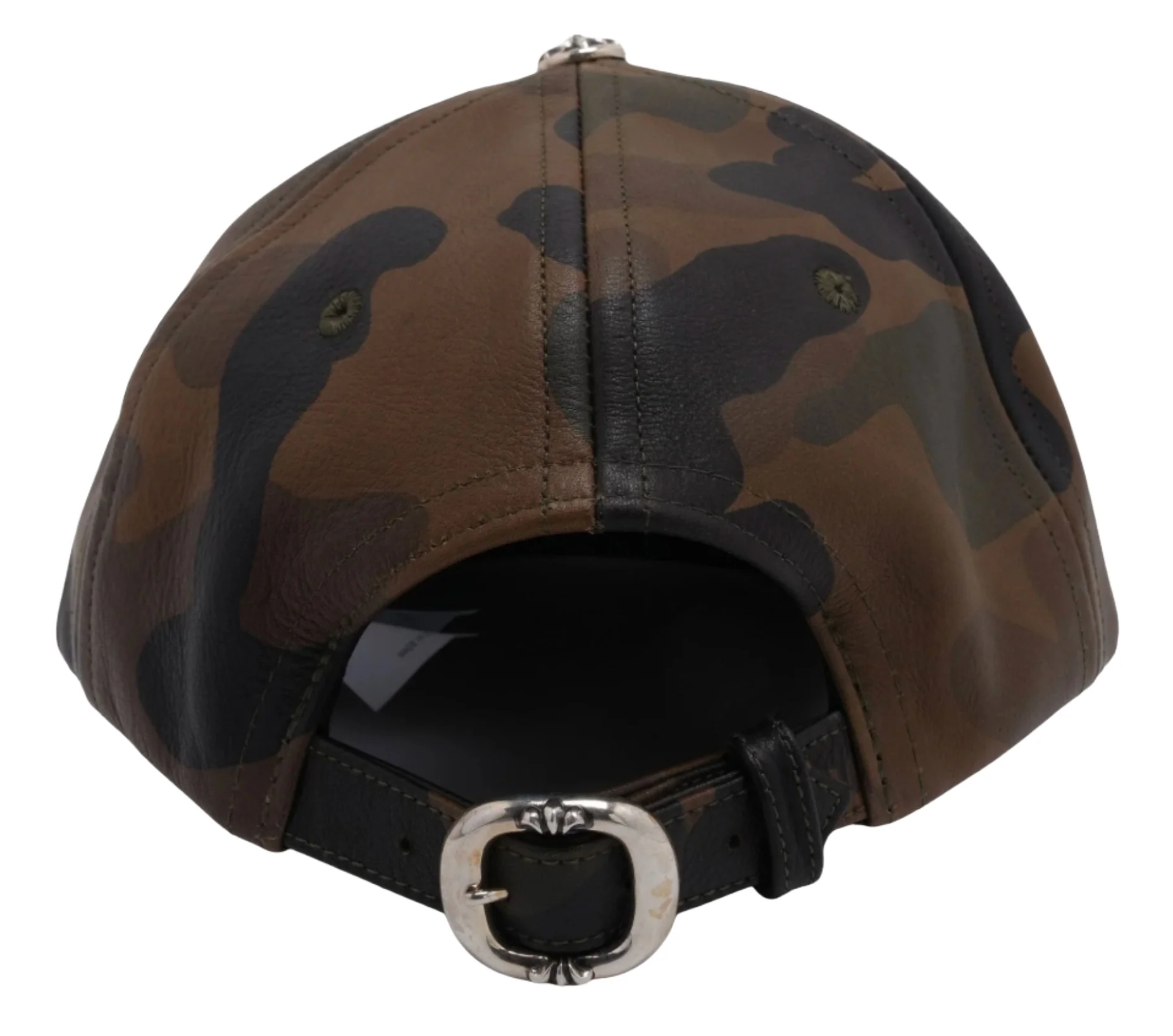 Chrome Hearts 'Camo' Silver Embellished Star Patch Leather Hat - Image 2