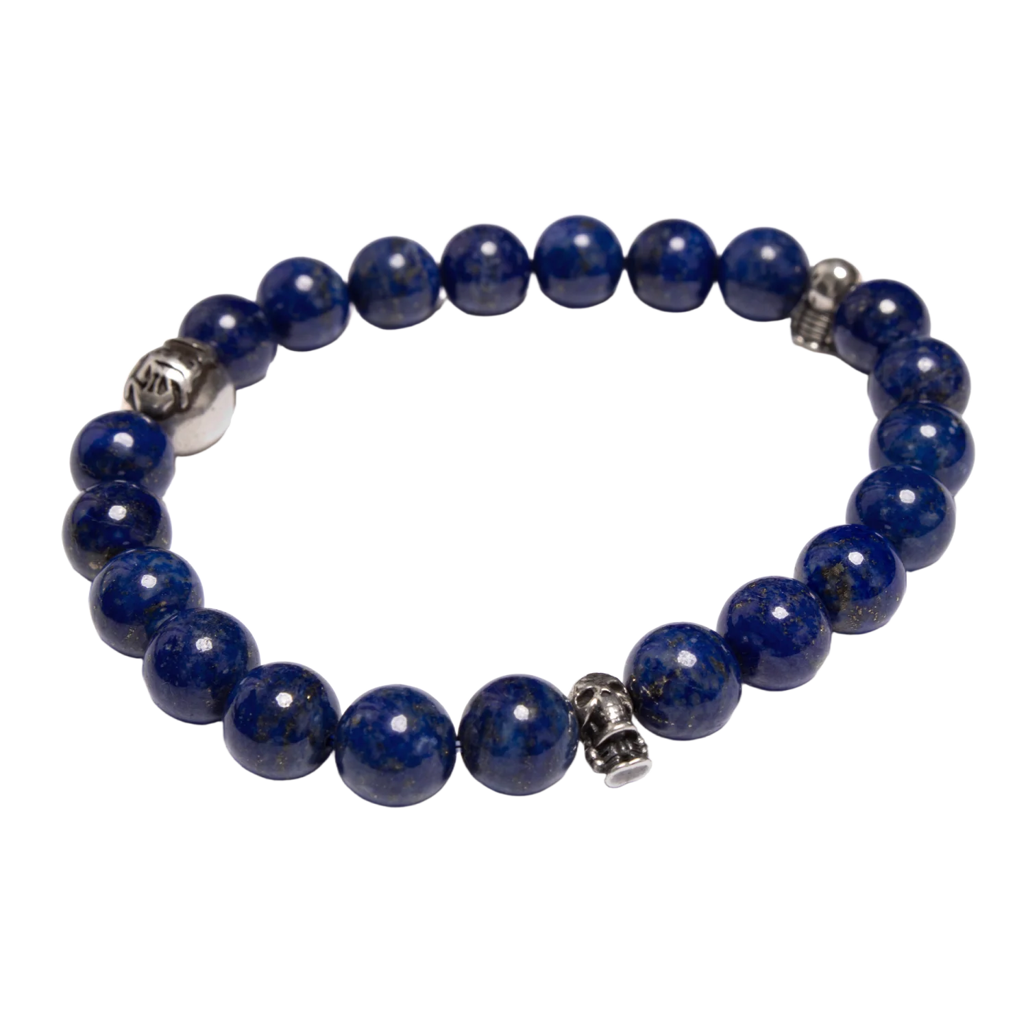 Chrome Hearts Foti 'CH Skull Ball' Blue Beaded Bracelet