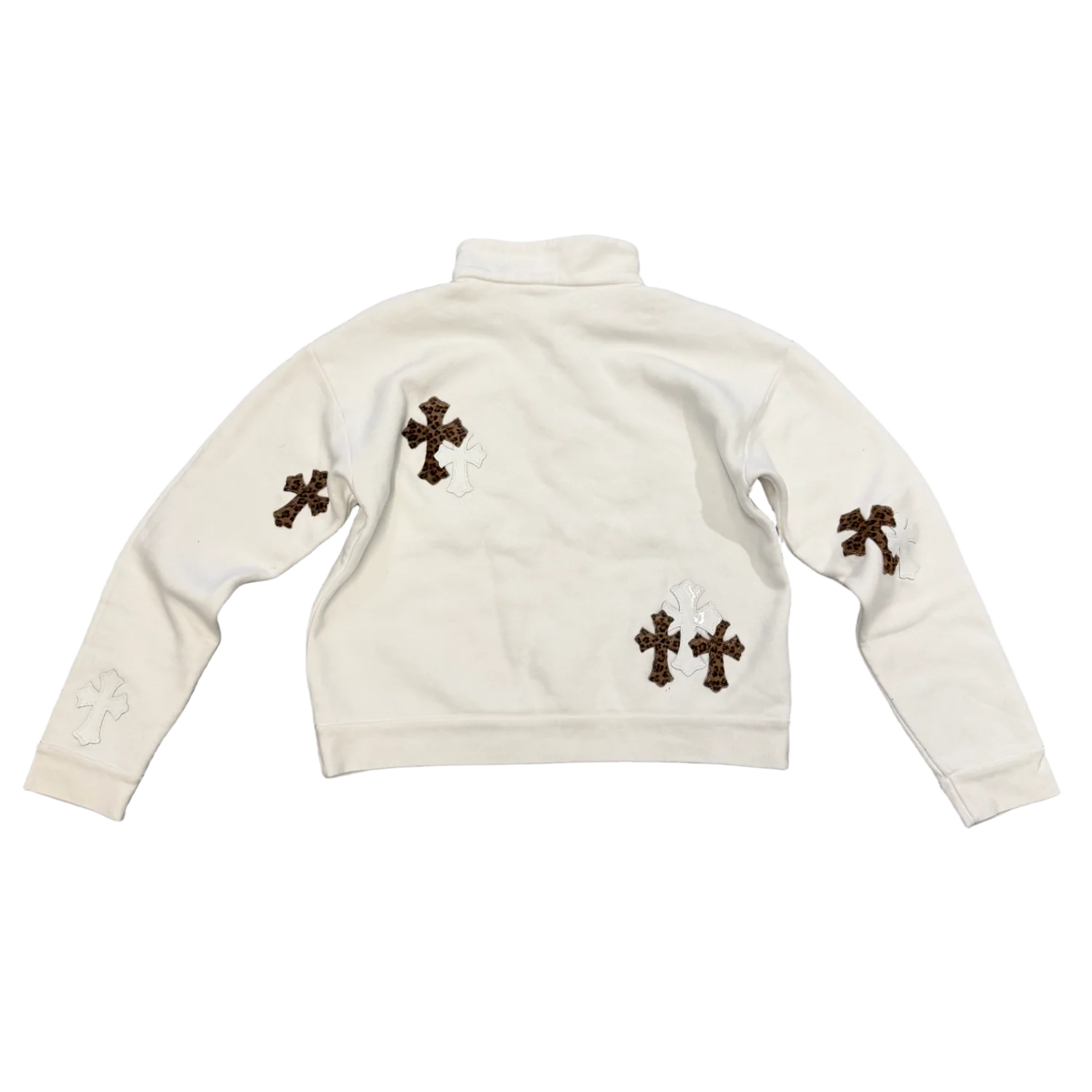 Chrome Hearts 'Cheetah Cross Patch' White Quarter Zip - Image 2