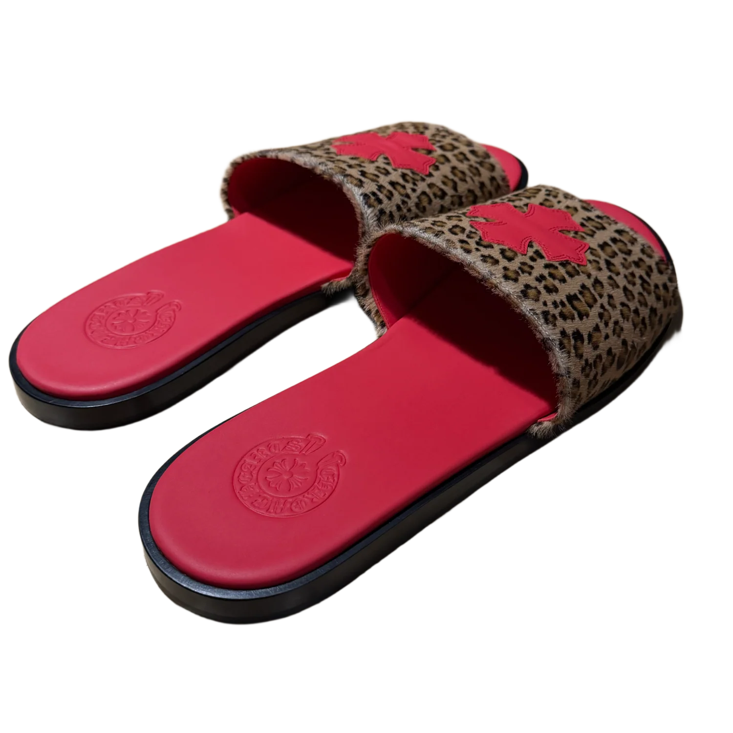 Chrome Hearts 'Cheetah/Red' Slides - Image 2