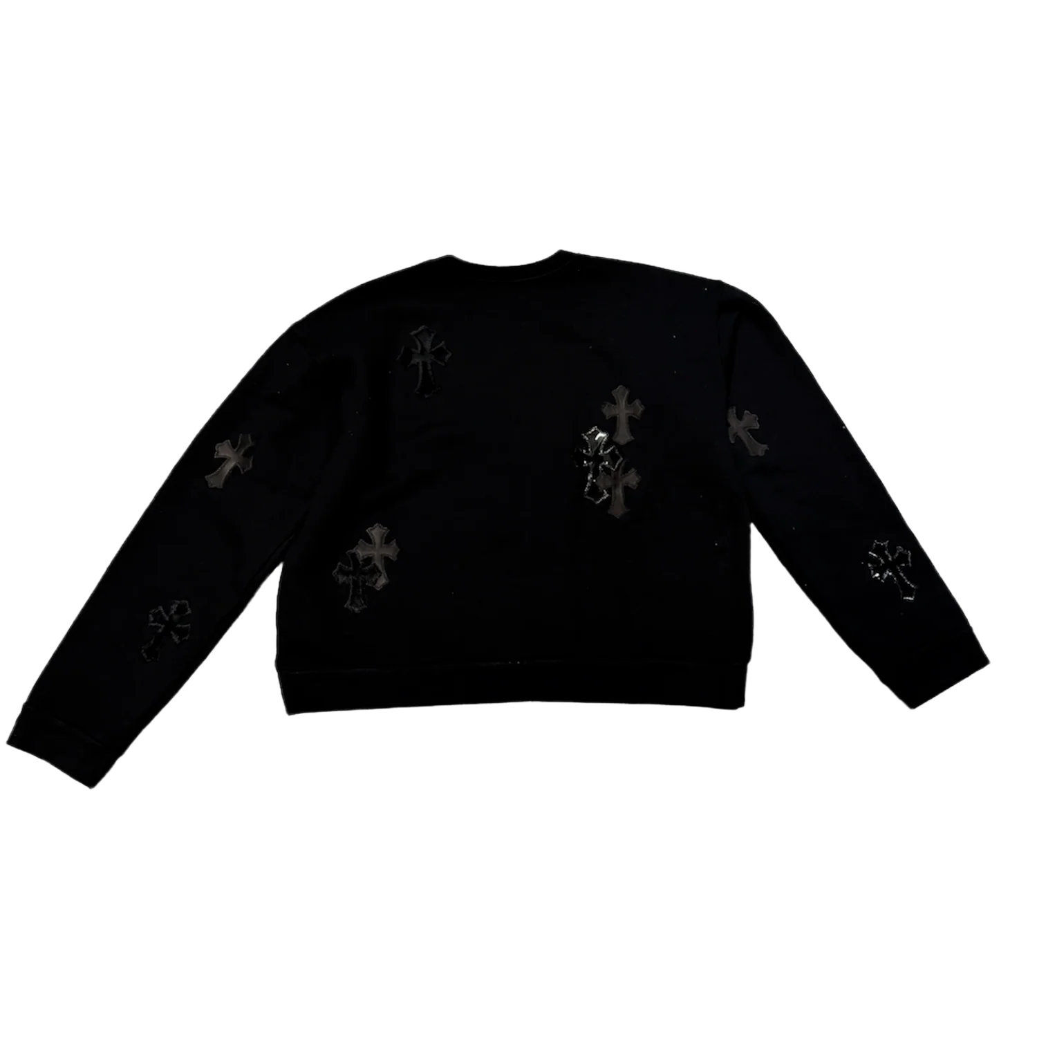 Chrome Hearts 'Cross Pony Patent Leather Patch' Black Crewneck Sweater - Image 2