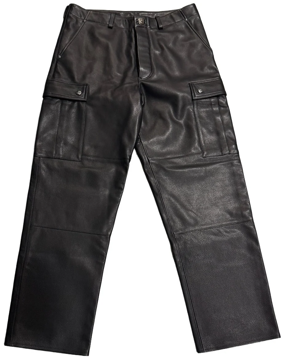 Chrome Hearts 'Devil Dog' Black Leather Cargo Pants