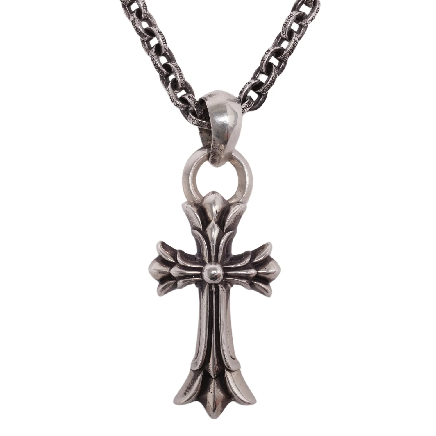 Chrome Hearts ''Double Cross Pendant' Paper Chain 20in. Necklace - Image 3
