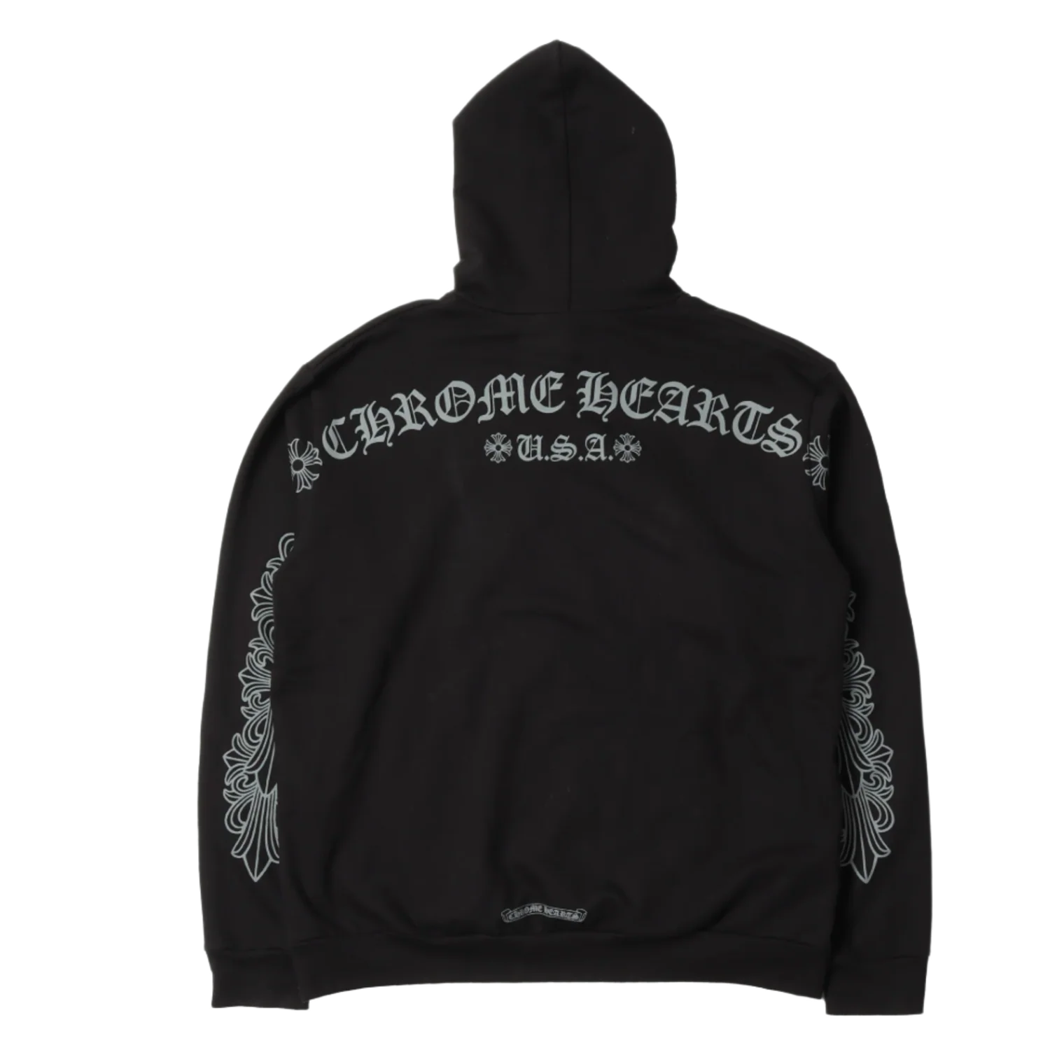 Chrome Hearts 'Friends and Family Grey Banner' Black Hoodie - Image 2
