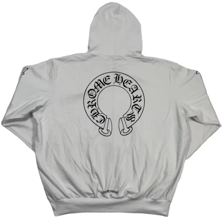 Chrome Hearts 'Horseshoe Logo' Floral White Zip Up Hoodie - Image 2