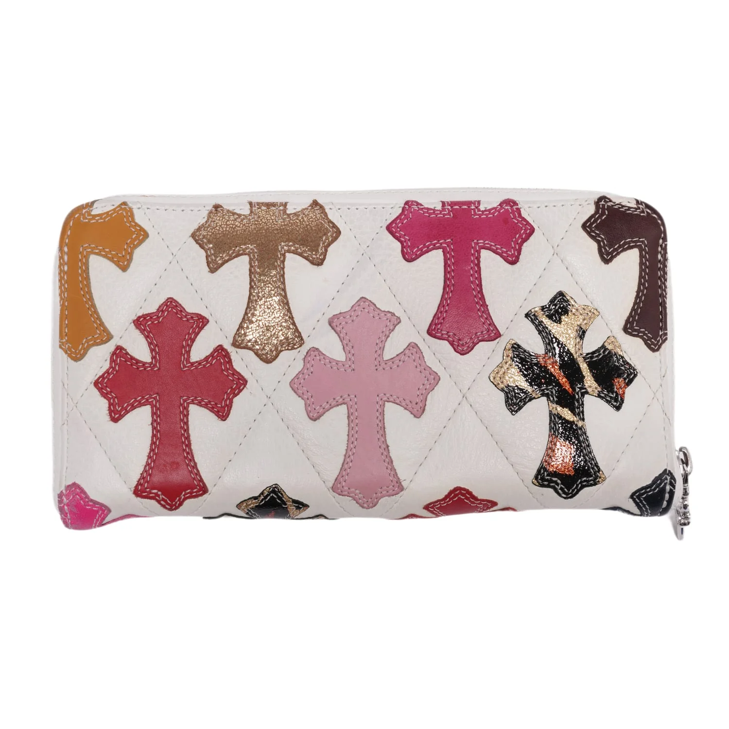 Chrome Hearts 'Multicolor Cross Patches' White Wallet - Image 2