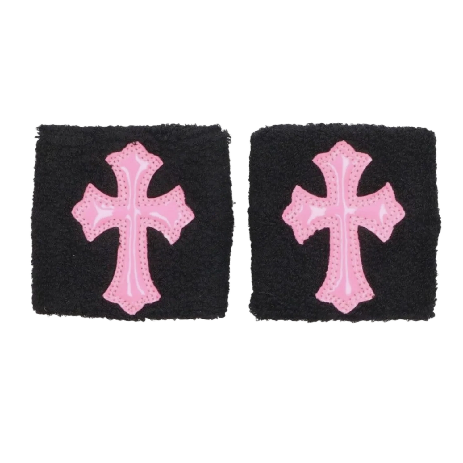 Chrome Hearts 'Pink Cross' Patent Wristbands