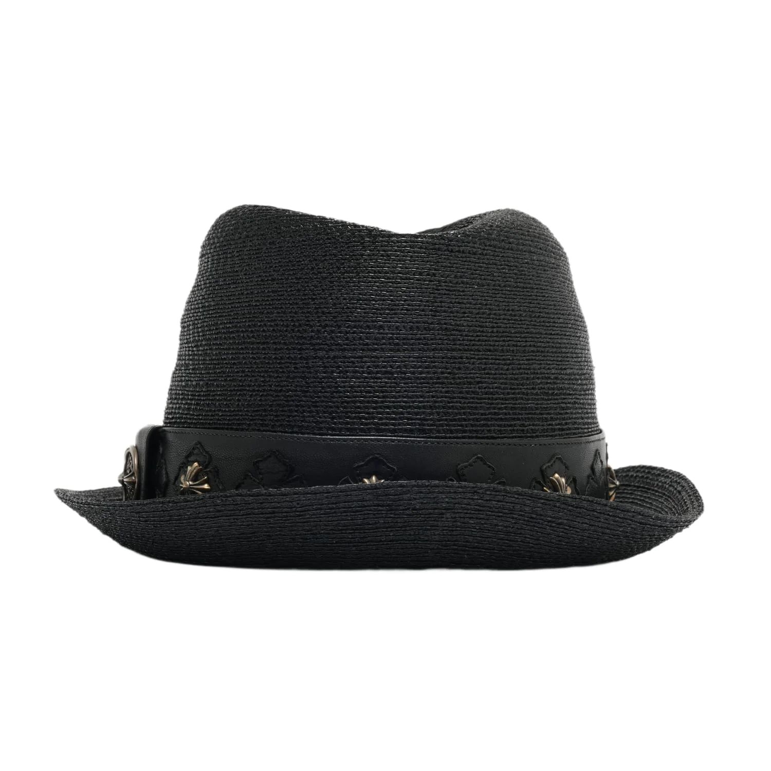 Chrome Hearts 'Plus Cross' Leather Strap Black Fedora Hat - Image 3