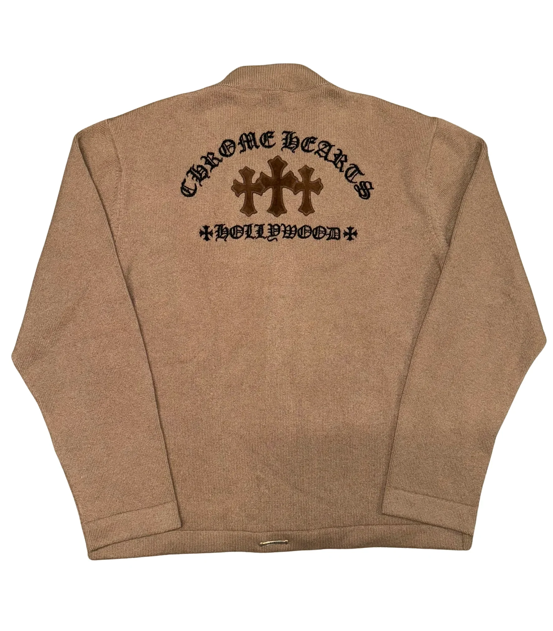 Chrome Hearts 'Triple Cross' Brown Cashmere Cardigan Sweater - Image 2