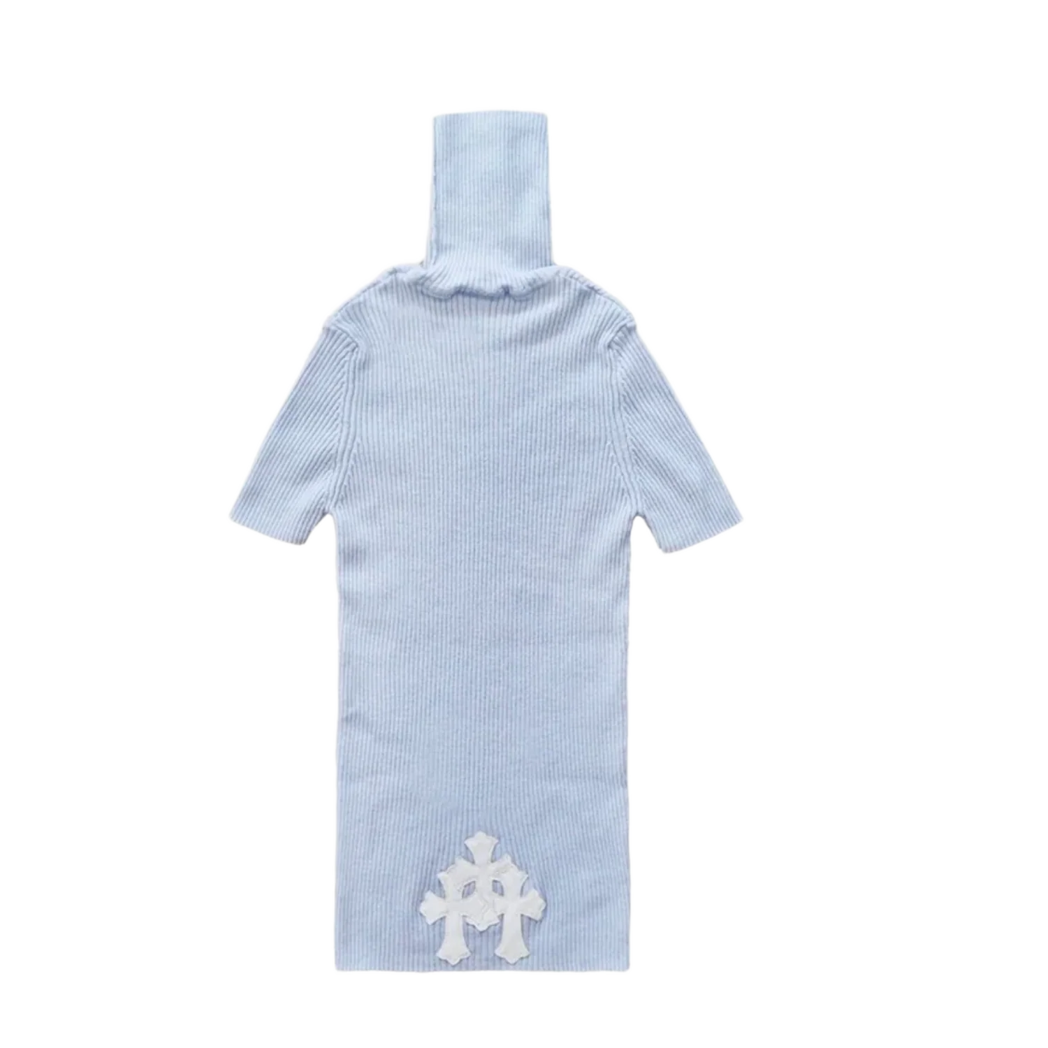 Chrome Hearts Women's 'Blue' Cashmere Triple Cross Patch Knit Short Sleeve Tee - Image 2