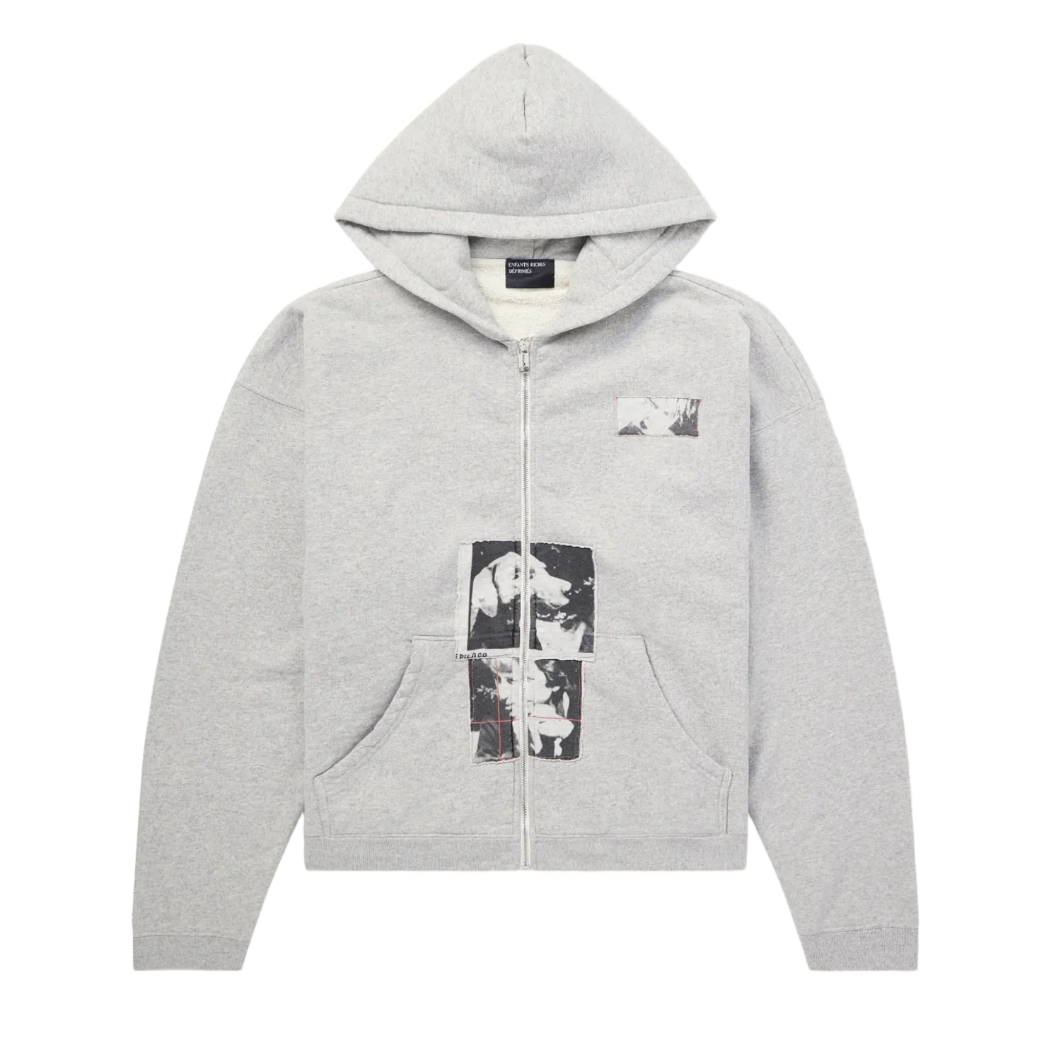 Enfants Riches Déprimés 'Appliquéd' Grey Cotton Zip Up Hoodie