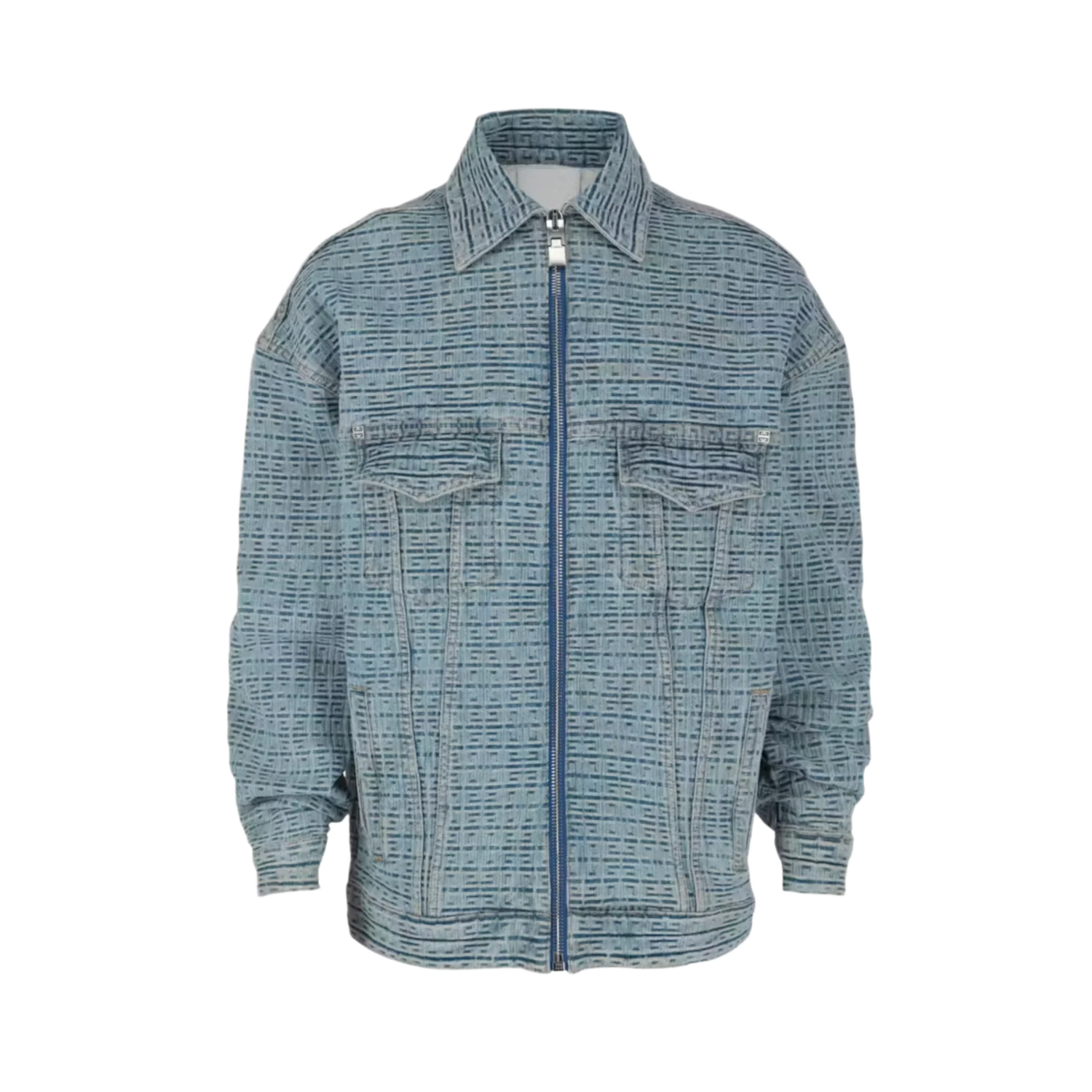 Givenchy 'Blue' 4G Monogram Embossed Denim Jacket