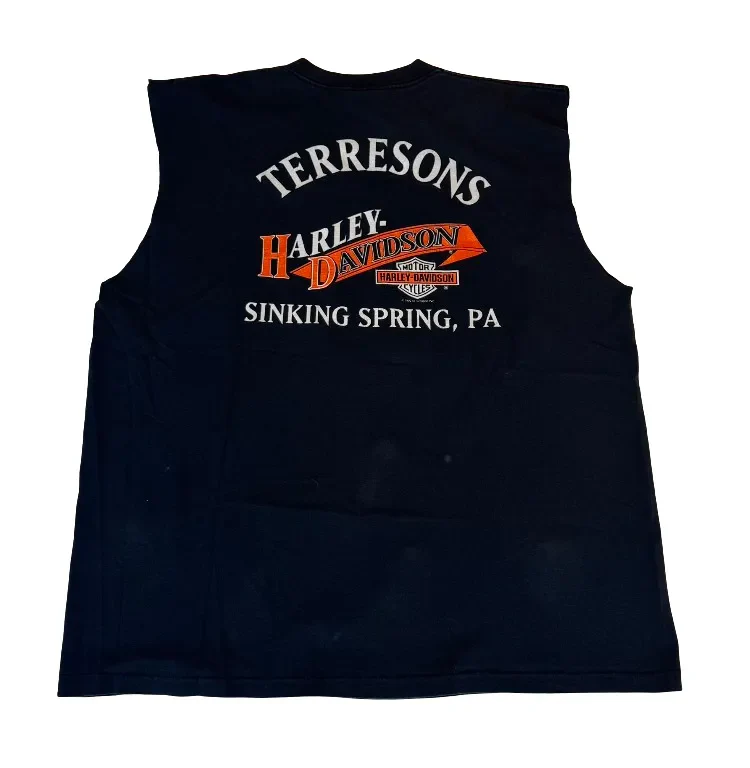 Harley Davidson 'Take Hold Of The Thunder' Vintage Black Cutoff - Image 2