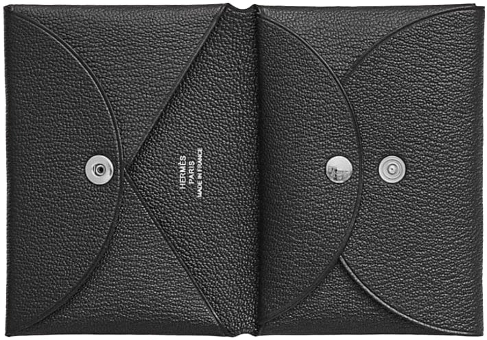Hermès 'Black' Calvi Duo Compact Cardholder - Image 2