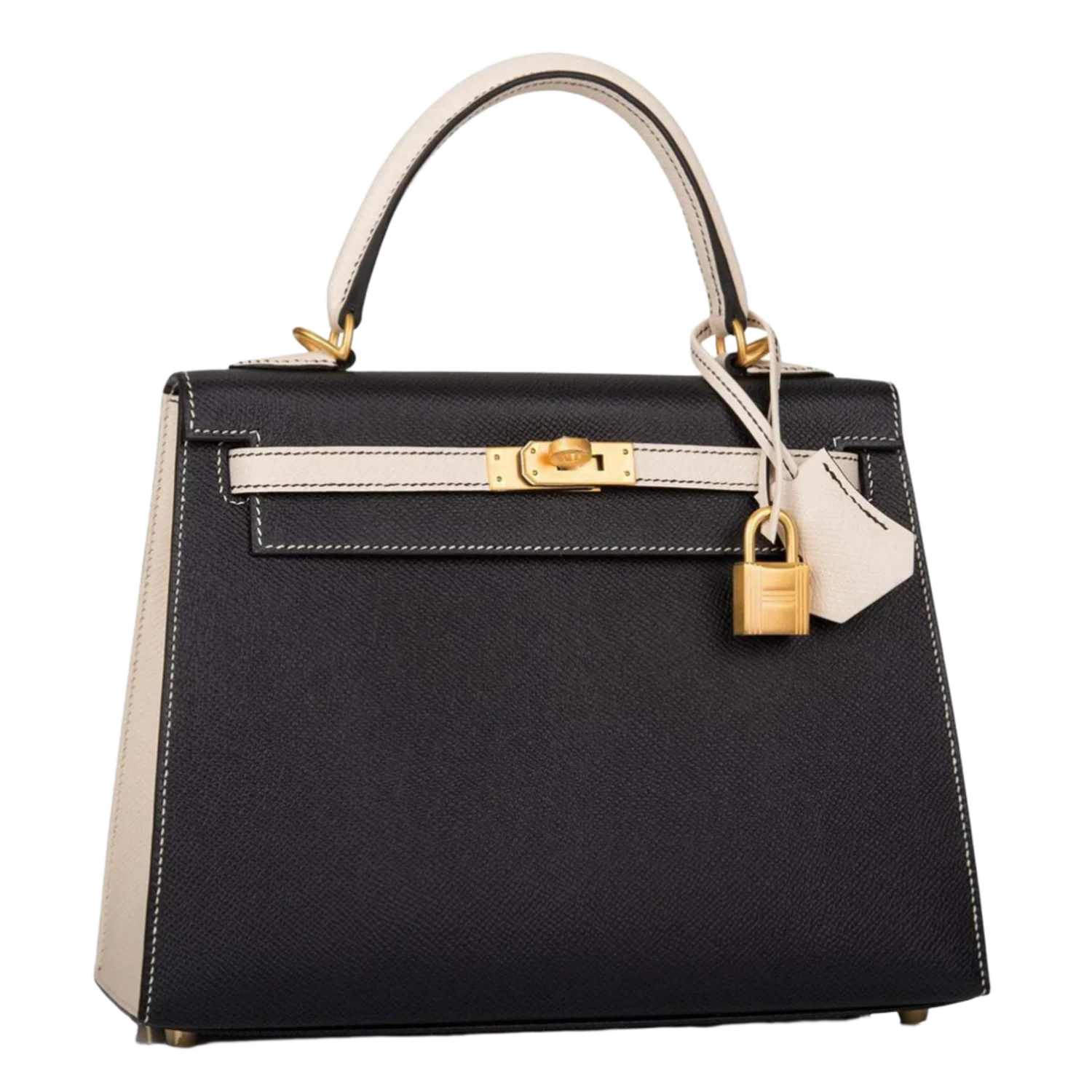 Hermès 'Black & Craie' Epsom Kelly Sellier 25 Bag