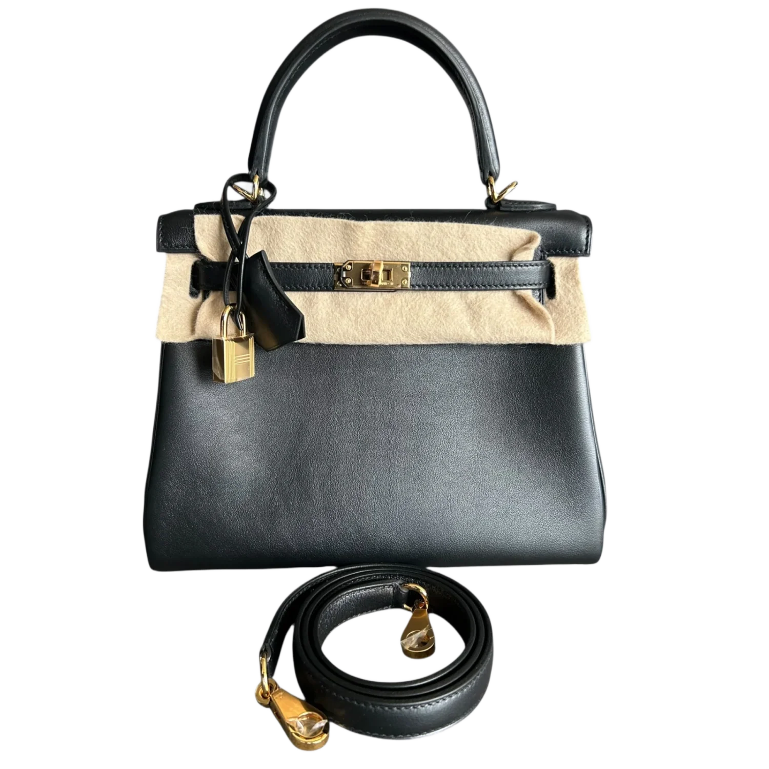 Hermès 'Black' Gold Hardware Swift Kelly 25