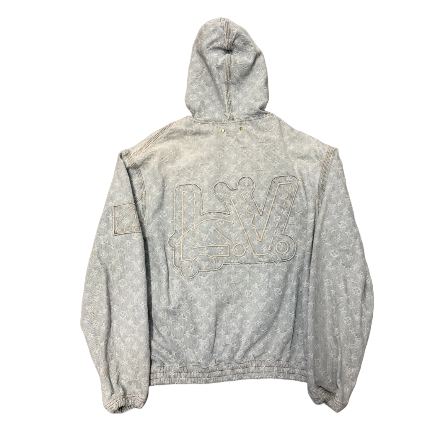 Louis Vuitton 'NBA' Denim Monogram Zip Up Hoodie - Image 2