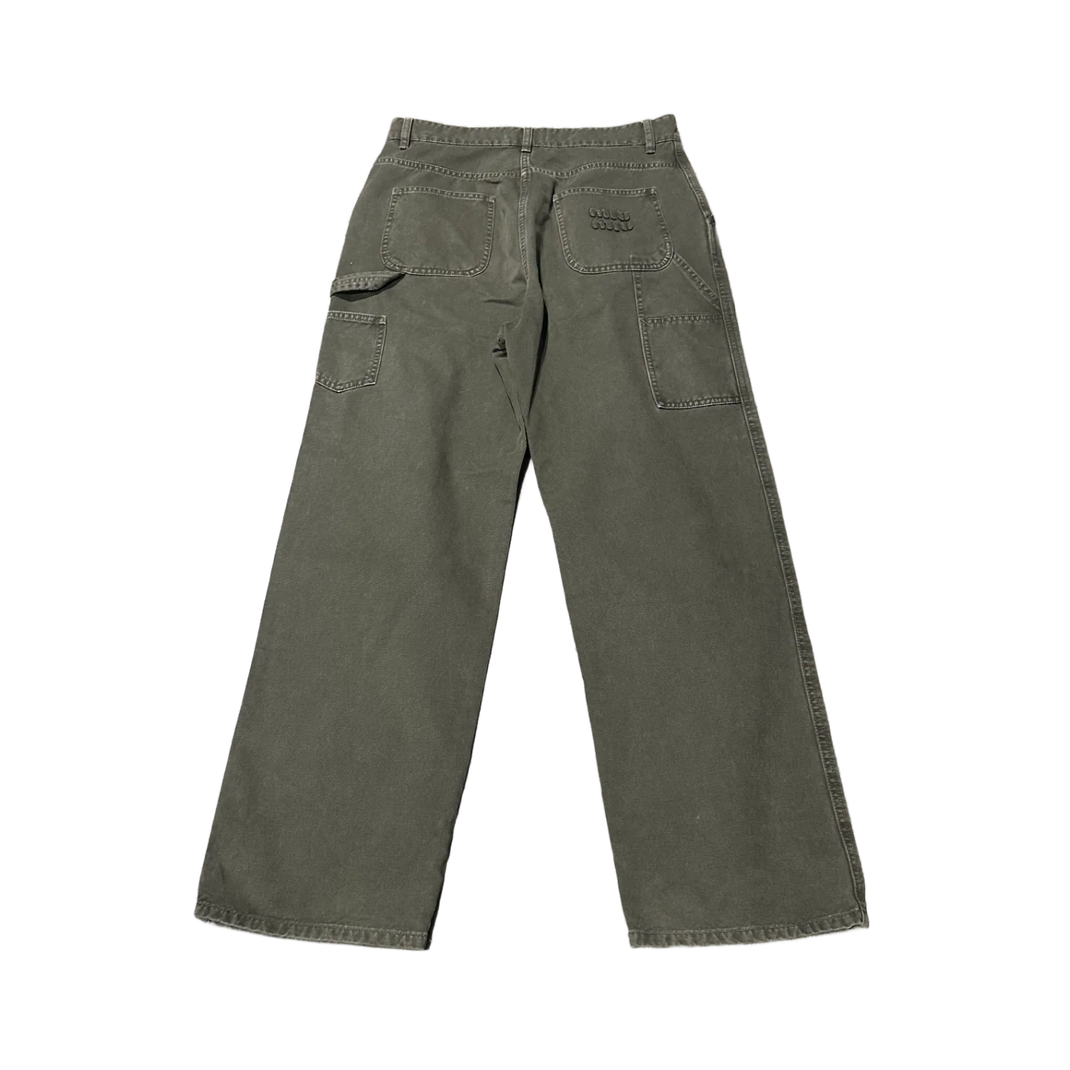 Miu Miu 'Olive' Cotton Canvas Carpenter Pants - Image 2