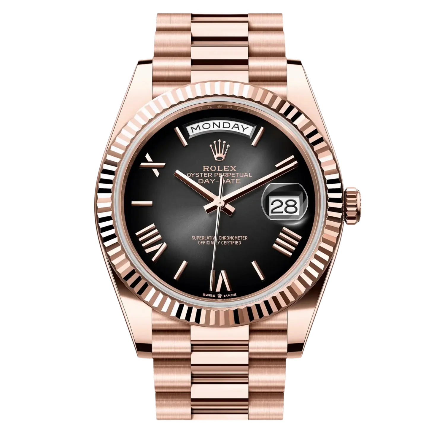 Rolex Day-Date 40MM Slate Ombre Roman Rose Gold Watch 228235 2026