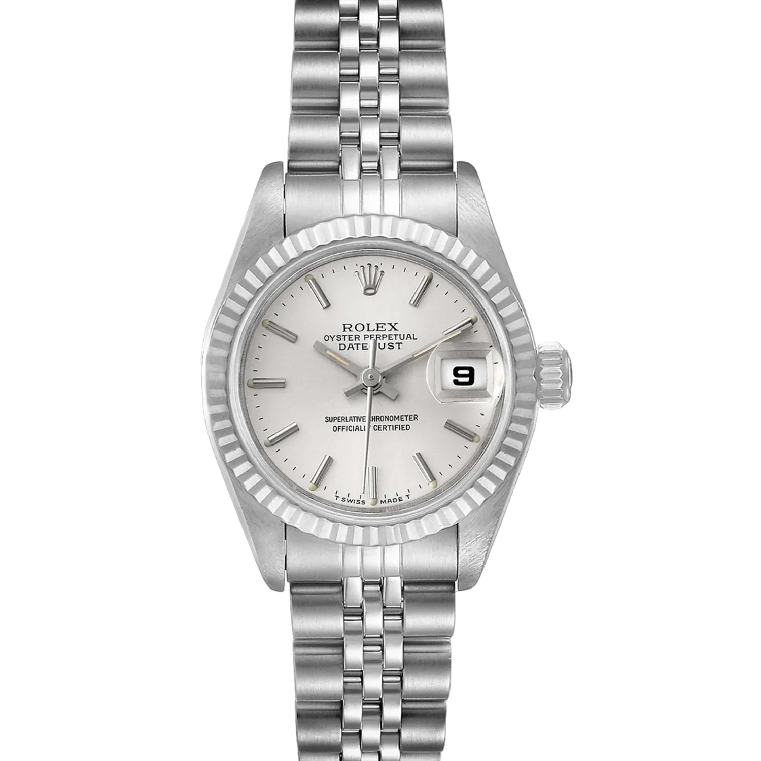 Rolex Lady Datejust 'Silver Index' Fluted Jubilee Steel Watch 26 79174