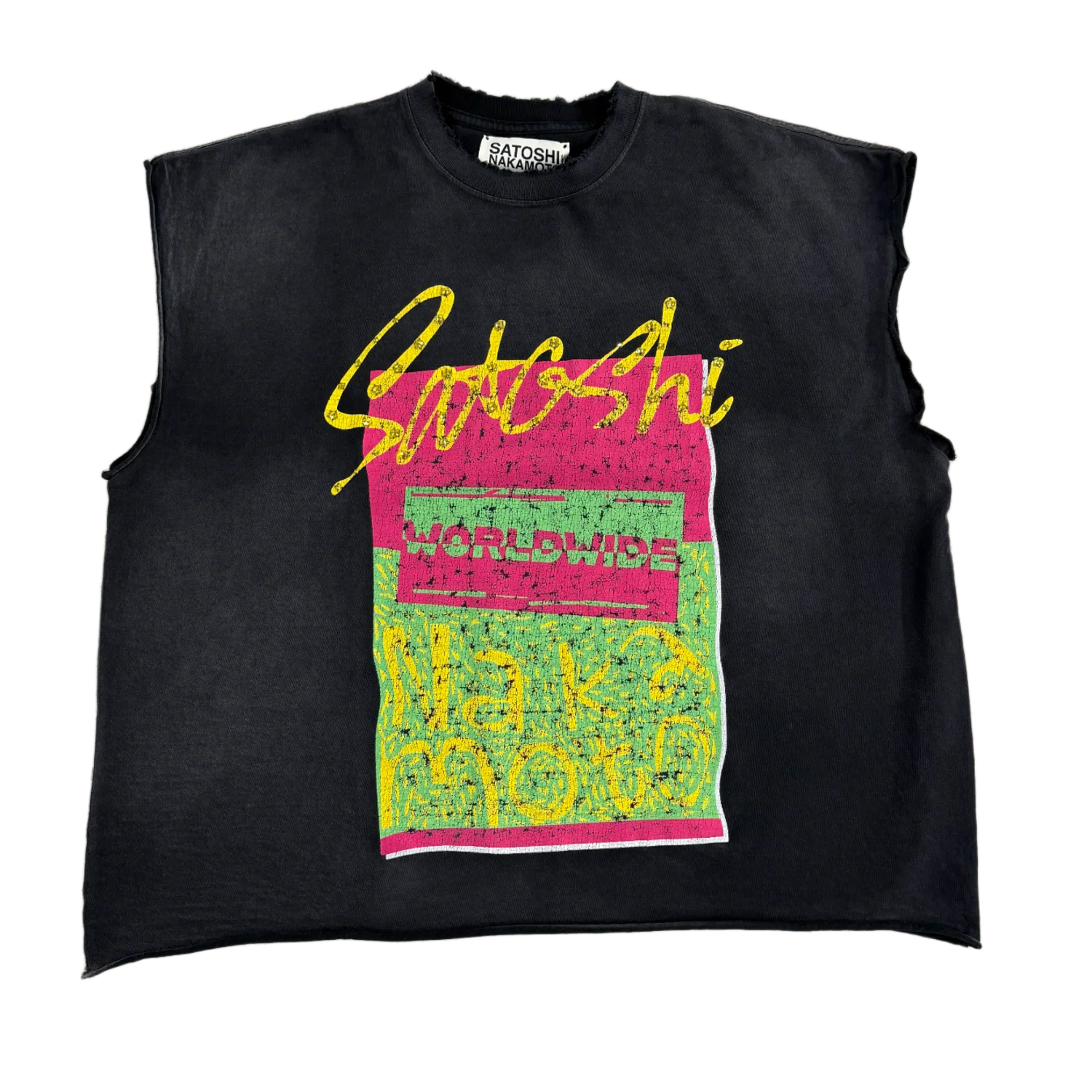 Satoshi Nakamoto Worldwide Pink/Yellow Cutoff Shirt