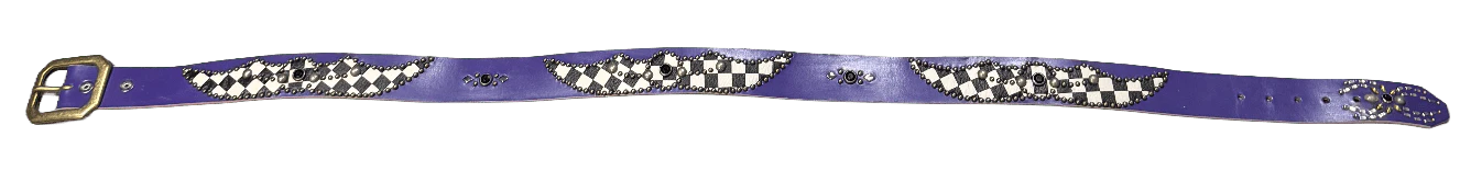 Studded 'Black White Checkered Gem' Purple Belt - Image 2