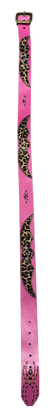 Studded 'Cheetah Hair' Spider Gem Pink Belt - Image 2