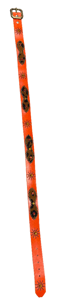 Studded 'Cheetah Leather/ Sun Gem' Orange Belt - Image 2