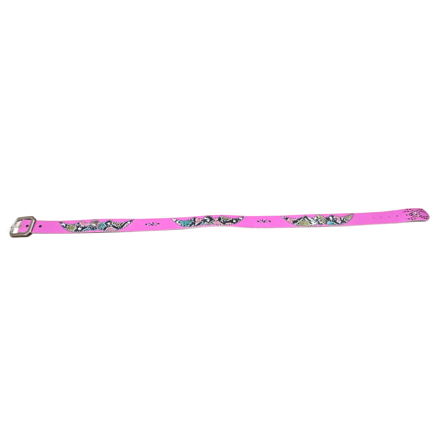 Studded 'Multi Color Snakeskin Spider Gem' Pink Belt - Image 2
